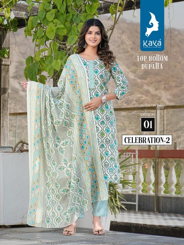 Kaya Celebration 2 Cotton Kurti Bottom With Dupatta Collection